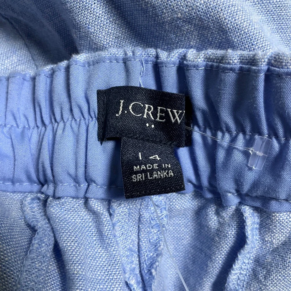 J.Crew Linen Blend Cropped Pants Gold Button Detail Casual‎ Womens Size 14